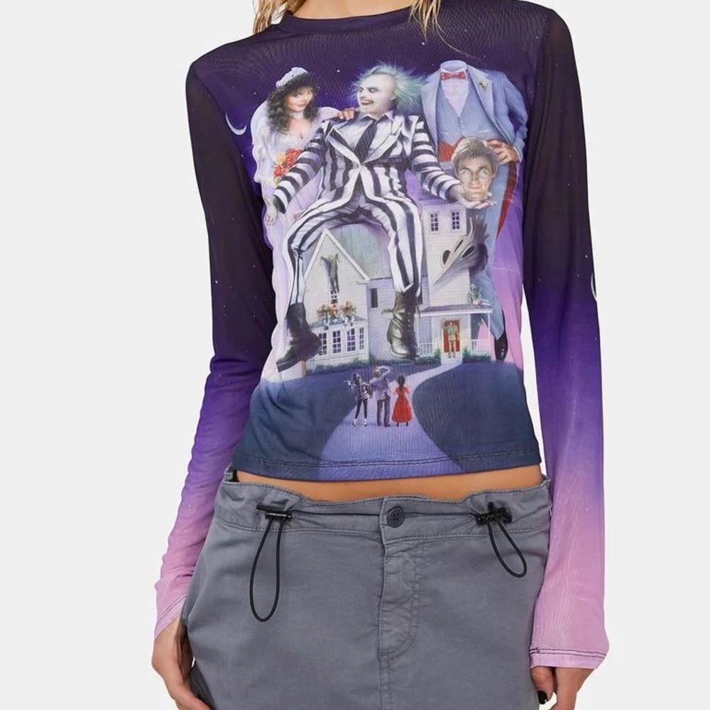 Dolls Kill x Beetlejuice Mesh Top